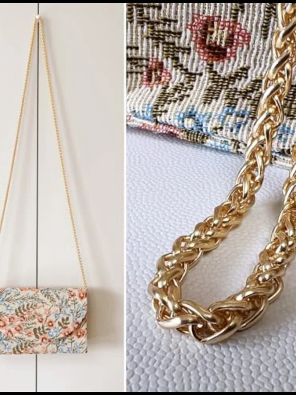 Floral Jacquard Knit Evening Clutch with Detachable Chain Crossbody Bag for